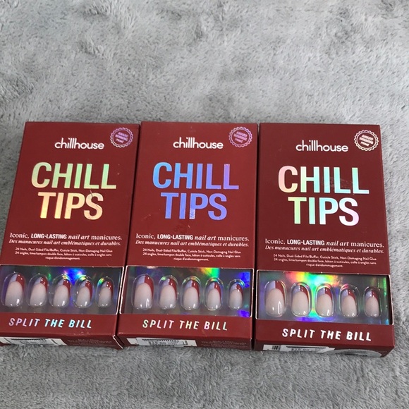 3 Boxes Of Chill House Split the Bill Nail Tips New